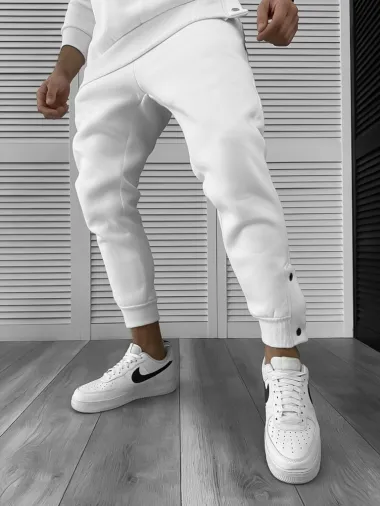 Trening barbati slim fit alb Pantaloni + Hanorac k011 X13